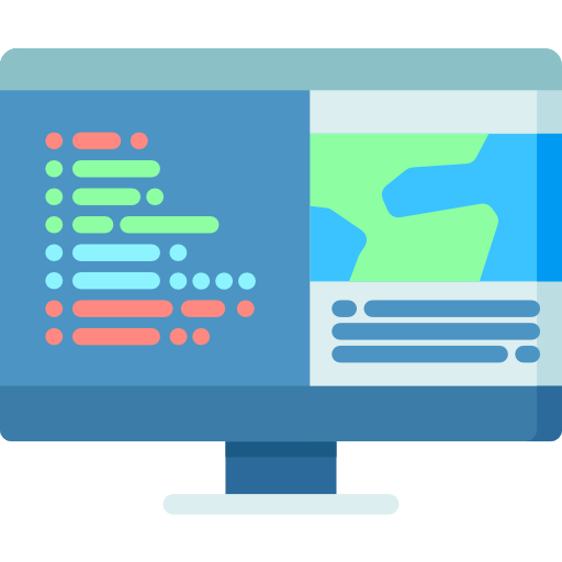 Icono de una computadora con código